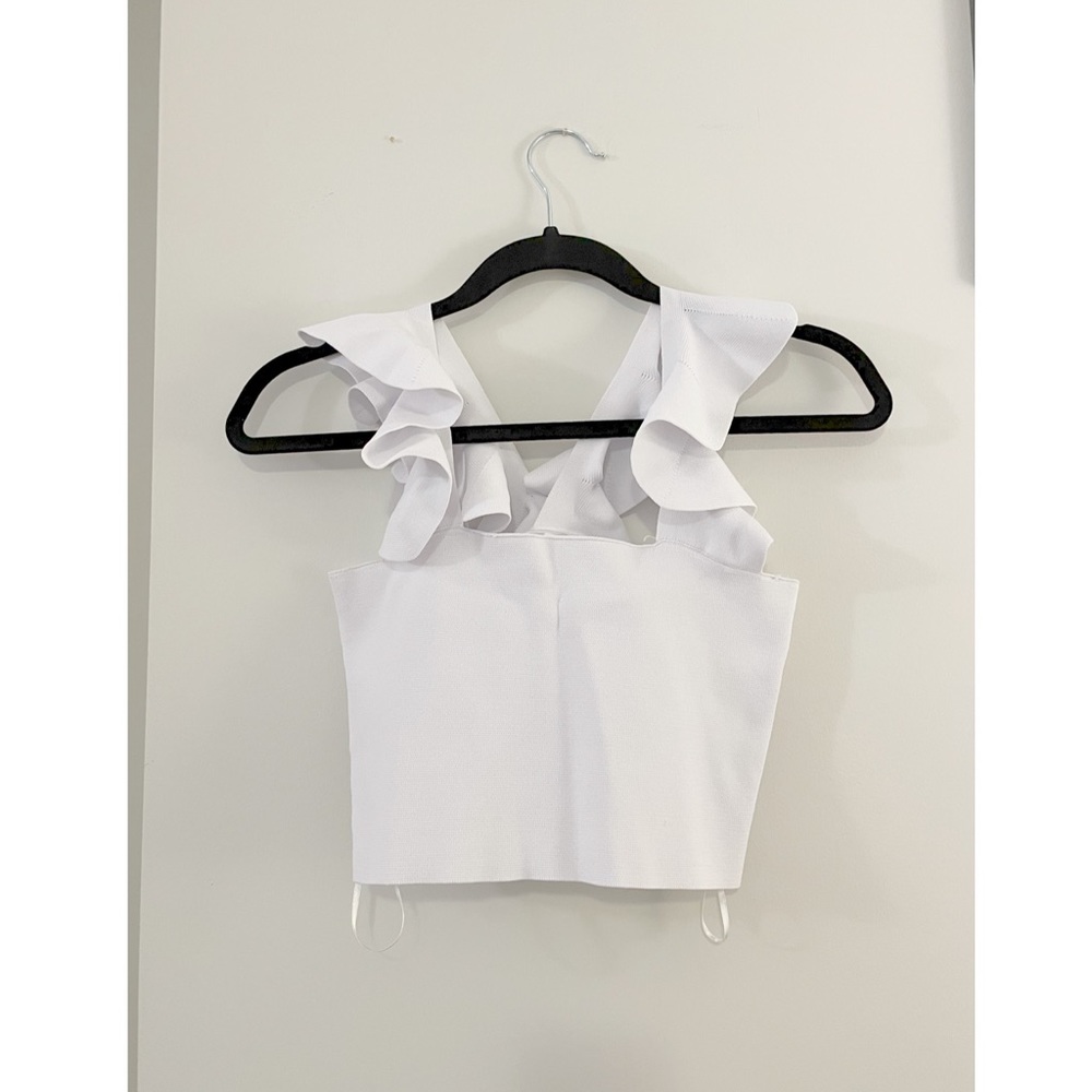 NWOT Seek The Label White Ruffle Bandage Top